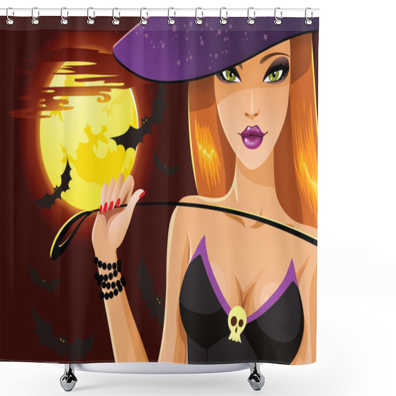 Personality  Cute Sexy Halloween Witch Shower Curtains