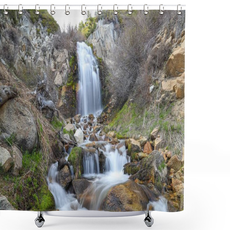 Personality  Third Creek Waterfall, Nevada - May 2020: Annual Snowmelt Creates A Waterfall In The Lake Tahoe Basin. Shower Curtains