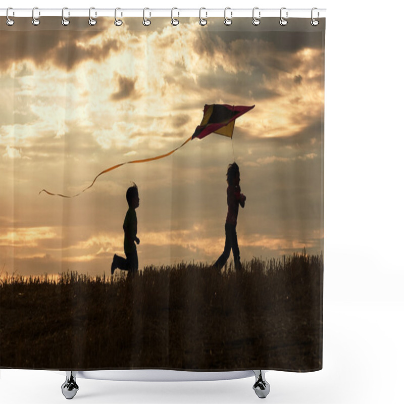 Personality  Childhod Fun At Sunset. Shower Curtains