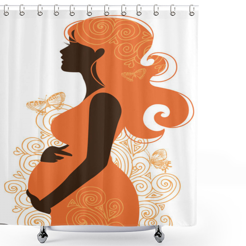 Personality  Silhouette Of Pregnant Woman Shower Curtains