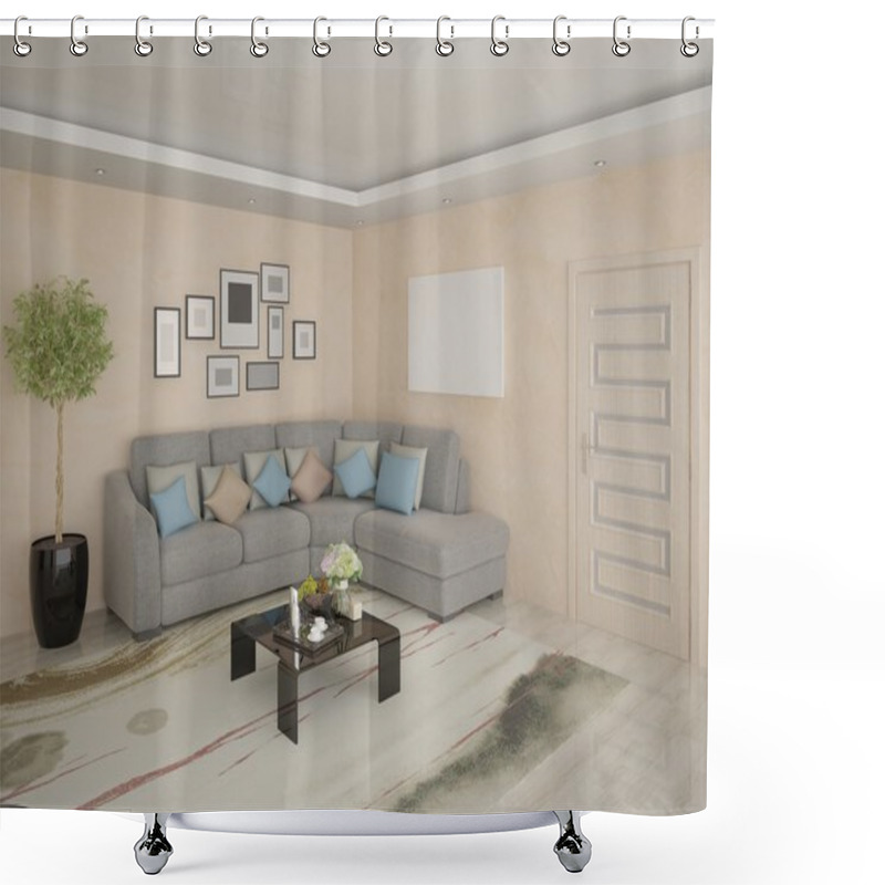 Personality  Bright And Stylish Living Room. Shower Curtains