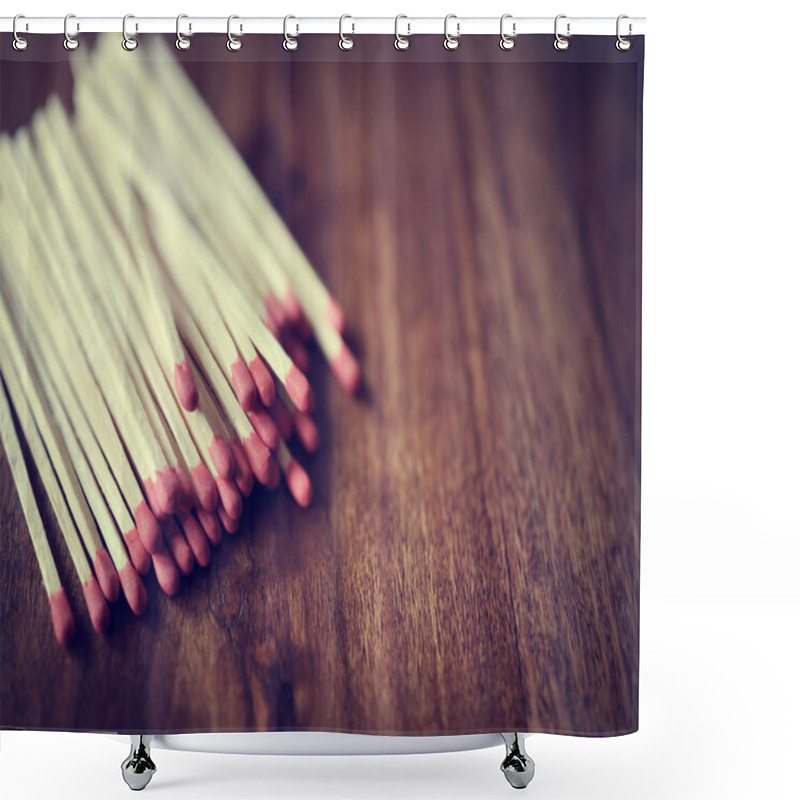 Personality  Red Matches On Wood Shower Curtains