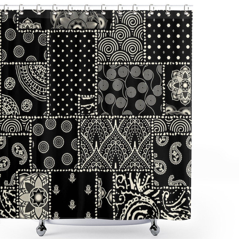 Personality  Patchwork Textile Pattern. Seamless Quilting Design Background. Shower Curtains