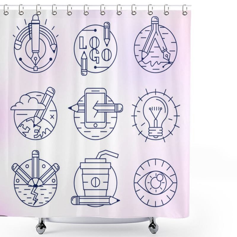 Personality  Set Of Vector Icons In Modern Linear Style. Shower Curtains