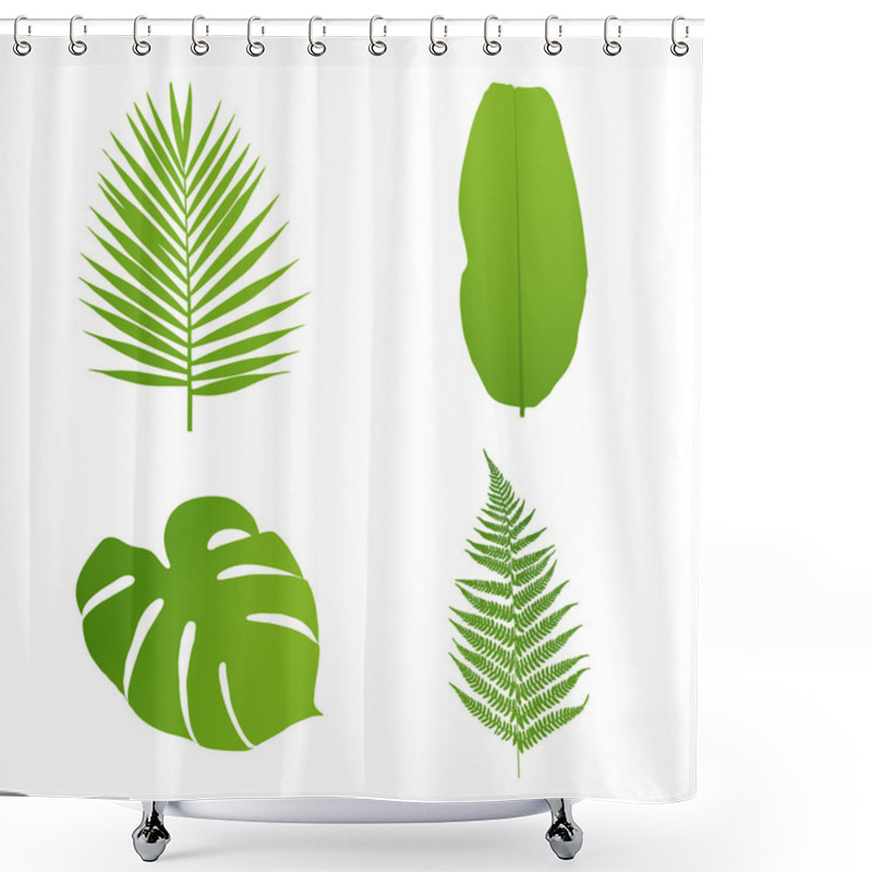 Personality  Set Of Tropical Leaves. Palm,banana,fern,monstera. Vector  Illustration. Shower Curtains