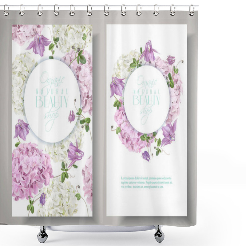 Personality  Hydrangea Vertical Round Banners Shower Curtains