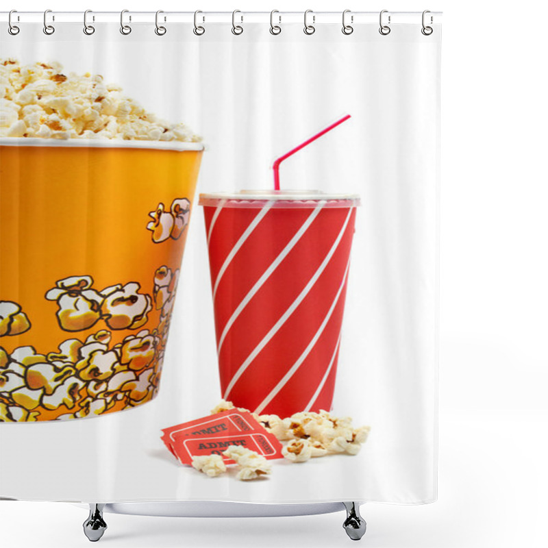 Personality  Popcorn Bucket, Tickets And Soda Shower Curtains