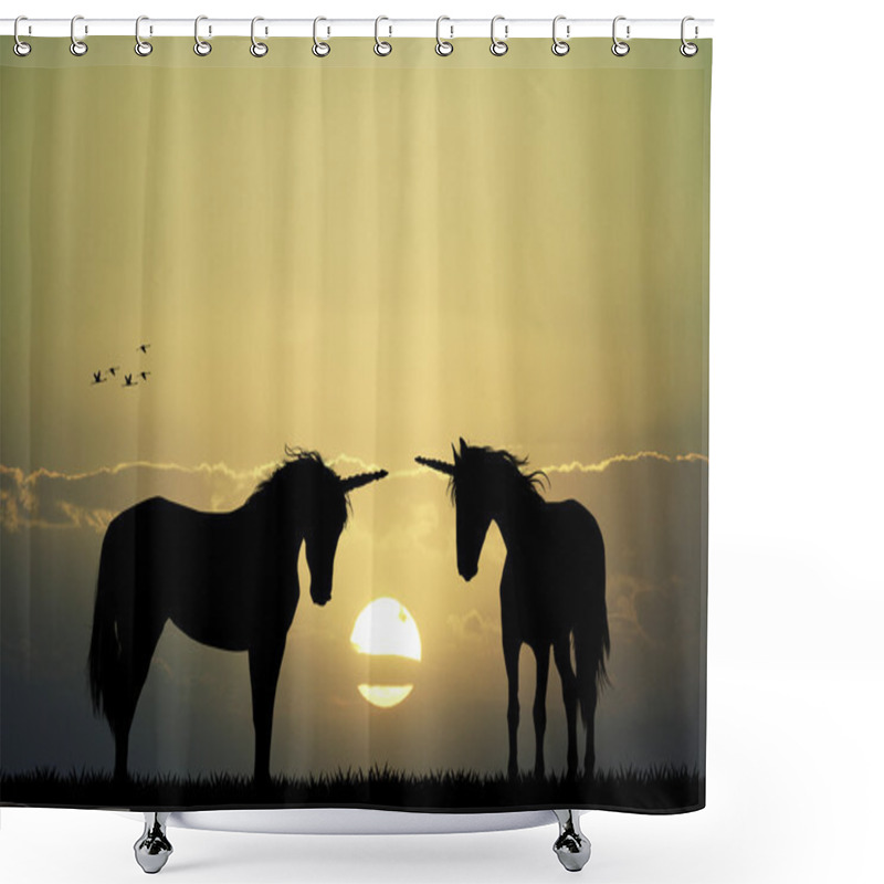 Personality  Unicorns At Sunset Shower Curtains