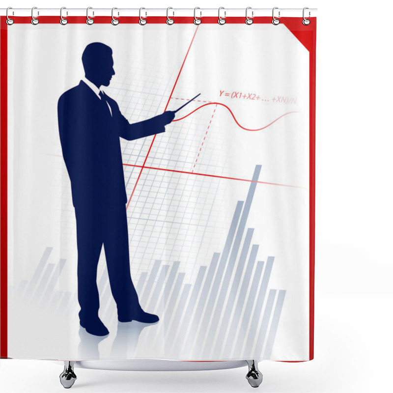 Personality  Business Man On Background With Financial Equation Shower Curtains