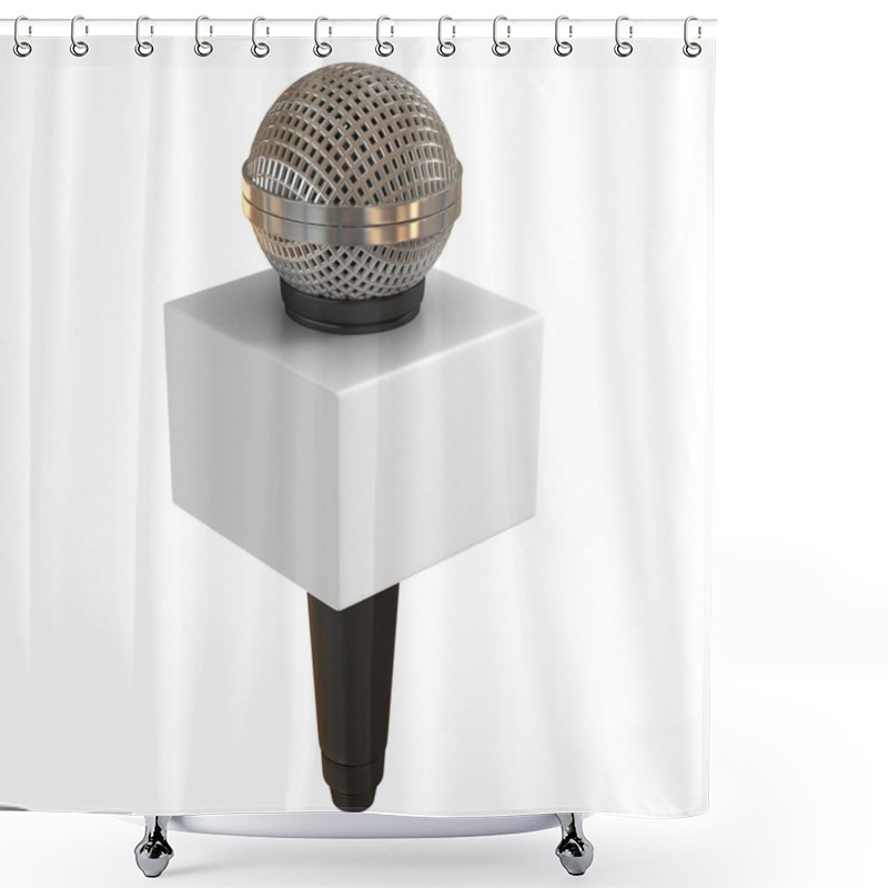 Personality  Microphone With Copy Space Box Shower Curtains