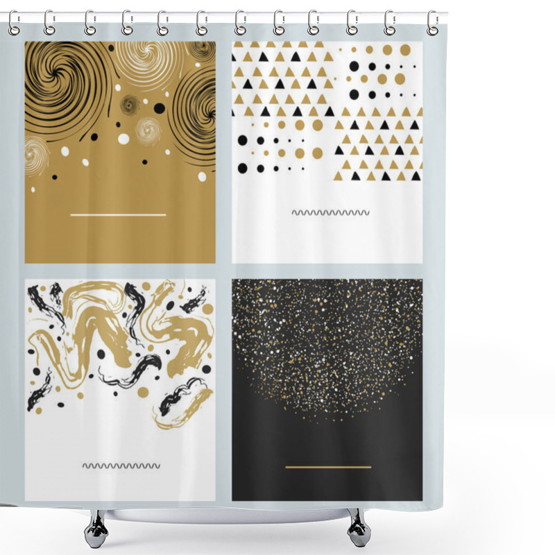 Personality  Set Of Hand Drawn Abstract Background. Shower Curtains