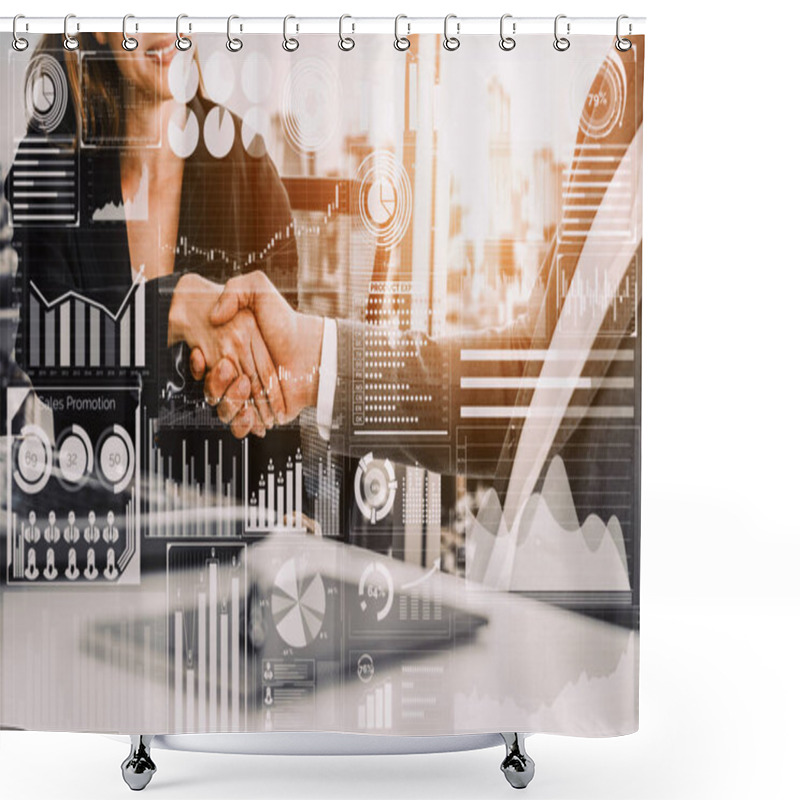 Personality  Big Data Technology For Business Finance Analytic Concept. Modern Interface Shows Massive Information Of Business Sale Report, Profit Chart And Stock Market Trends Analysis On Screen Monitor. Uds Shower Curtains