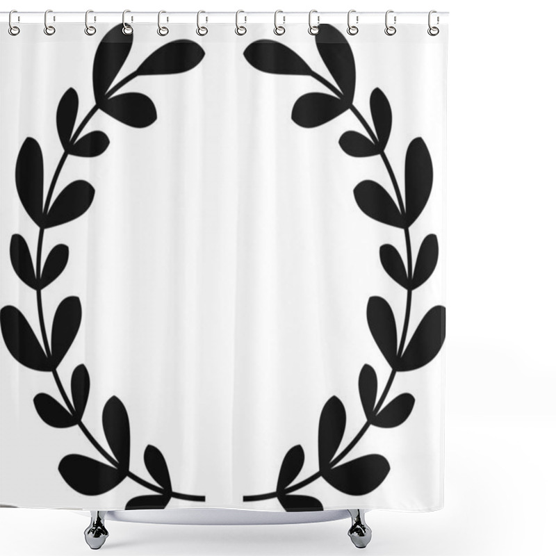 Personality  Elegant Black Laurel Wreath Frame Symbolizing Victory, Honor, And Success, Perfect For Various Designs. Versatile And Minimalist, It Adds Elegance To Any Project Shower Curtains