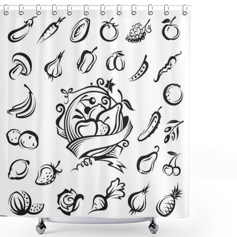 Personality  Fruits And Vegetables Shower Curtains