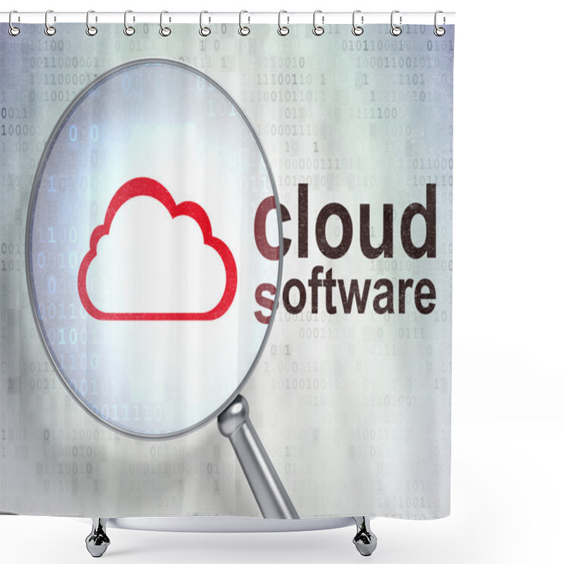 Personality  Cloud Computing Concept: Cloud And Cloud Software With Optical G Shower Curtains