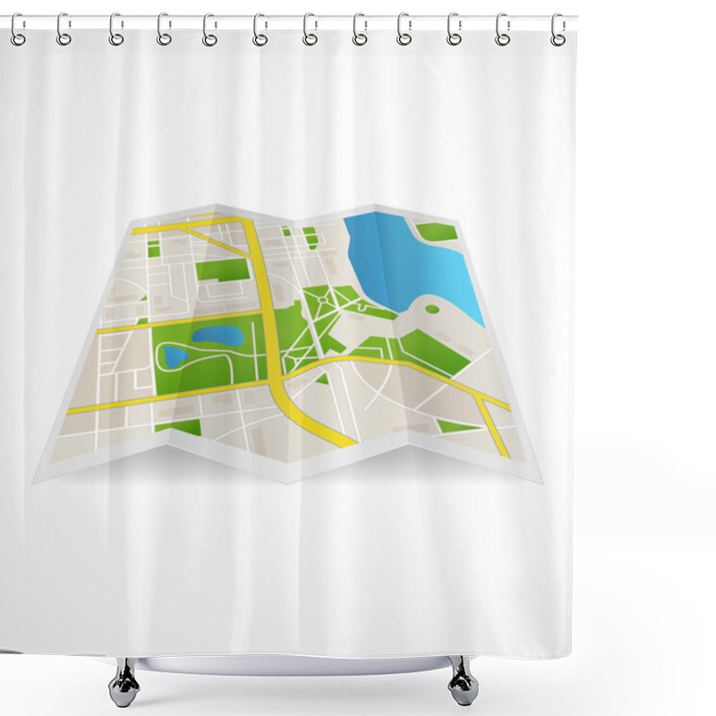 Personality  Vector Cbstract City Map And River Shower Curtains