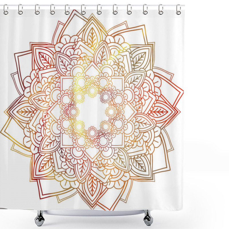 Personality  Mandala Mehndi Ethnic Paisley Buta Hindu Oriental Ornament, Red Curl, Floral Motif Shower Curtains