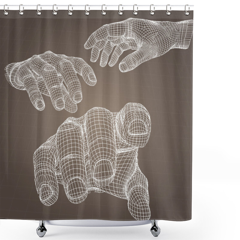 Personality  Vector Model Of Hand. Shower Curtains