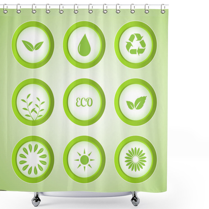 Personality  Vector Set Of Eco Buttons. Shower Curtains