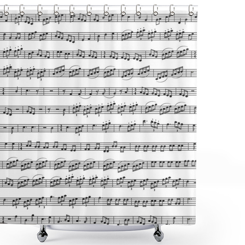 Personality  Seamless Black And White Pattern With Notes Shower Curtains