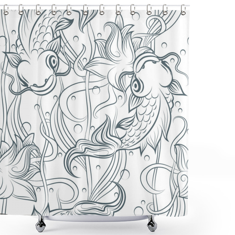 Personality  Koi Fish Seamless Pattern Shower Curtains