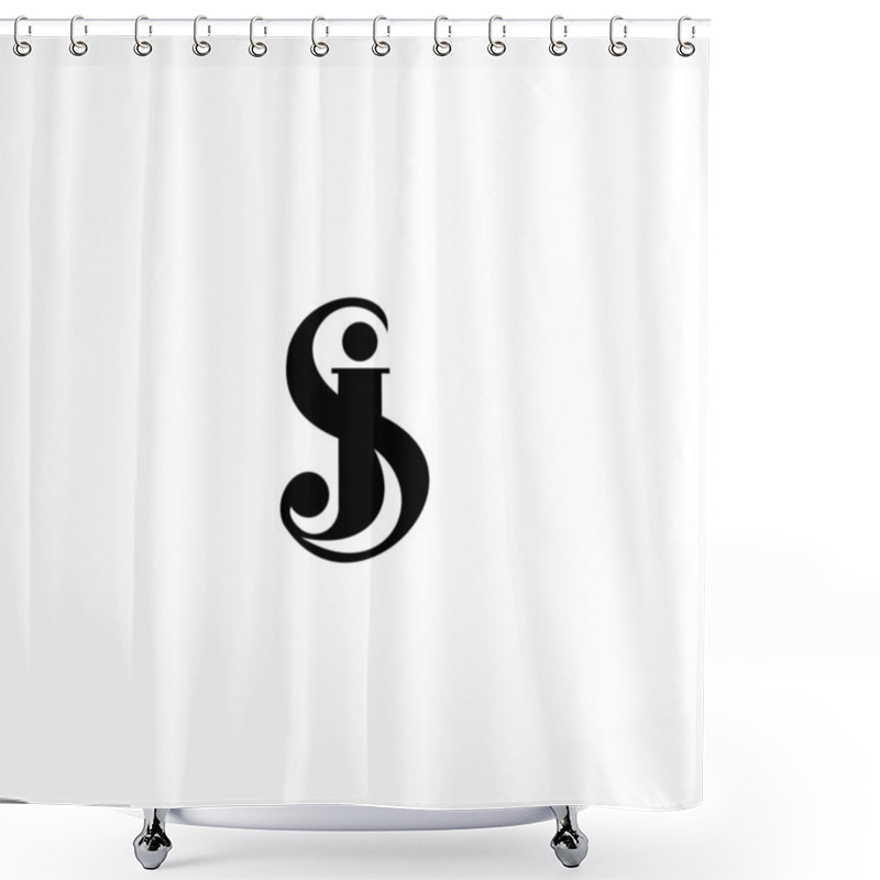 Personality  SJ JS Letter Logo Design Vector Template Shower Curtains