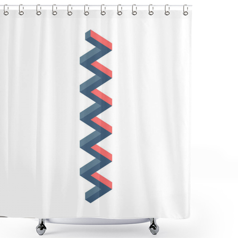 Personality  Isometric 3D Geometric Zigzag Stripe. Optical Illusion. Stock Vector Illustration Isolated Shower Curtains