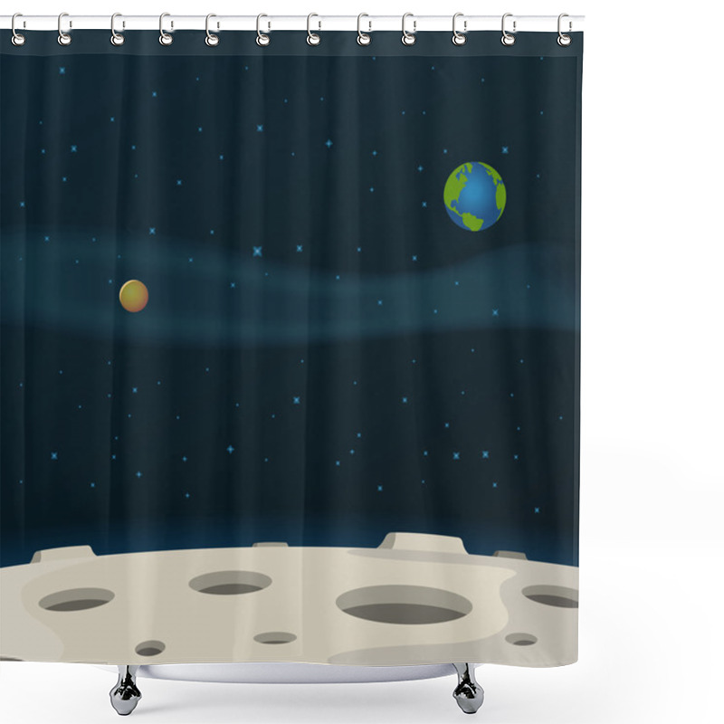 Personality  Moon Surface Shower Curtains