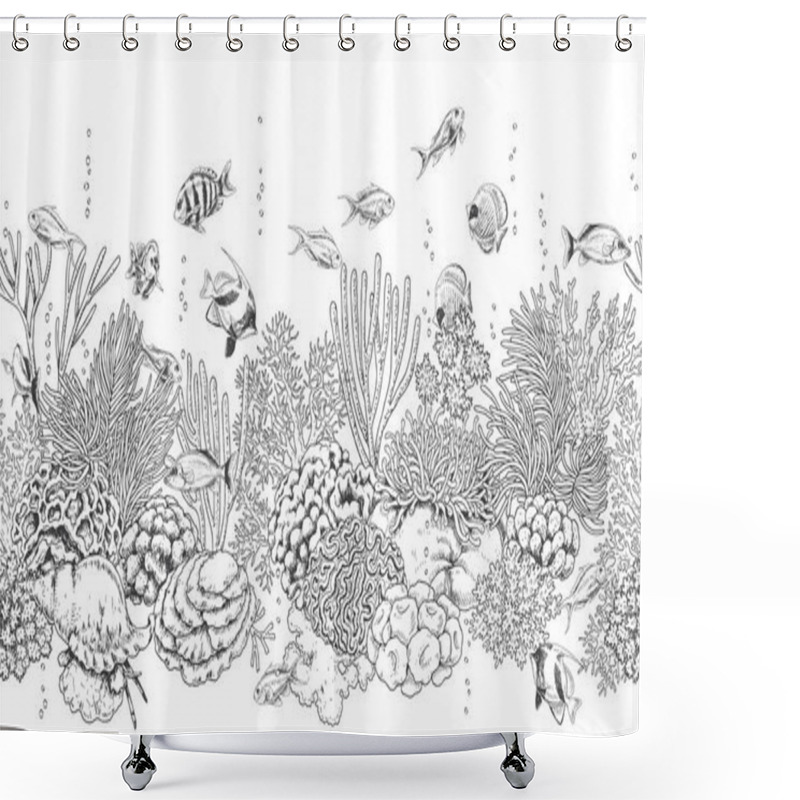 Personality  Coral Reef And Fishes Pattern  Shower Curtains