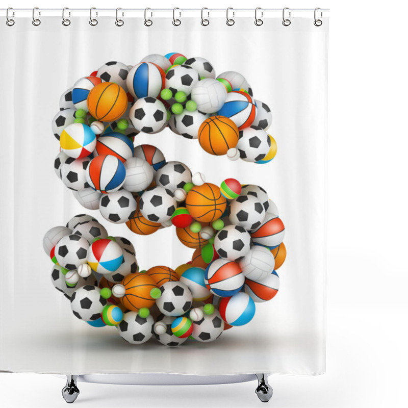 Personality  Letter S, Gaming Balls Alphabet Shower Curtains