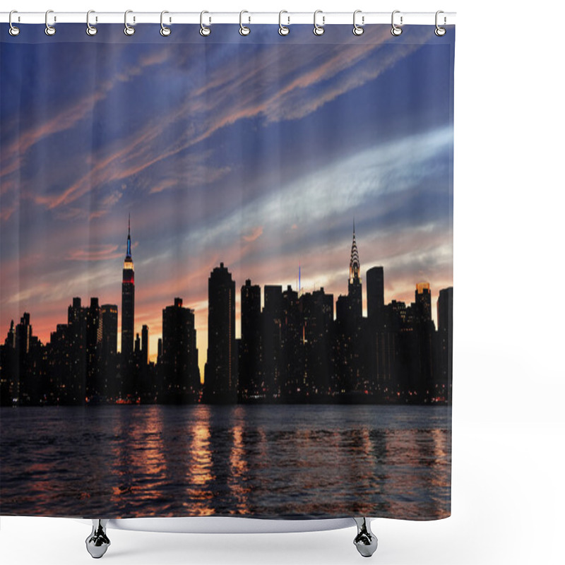 Personality  New York City Manhattan Sunset Panorama Shower Curtains