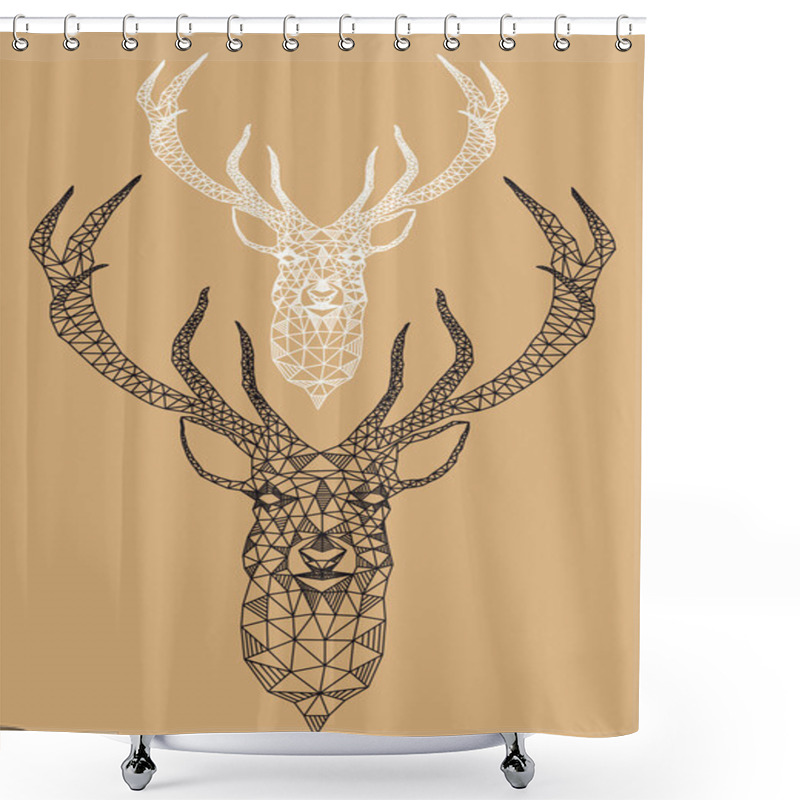 Personality  Christmas Deer With Geometric Pattern, Vector Shower Curtains