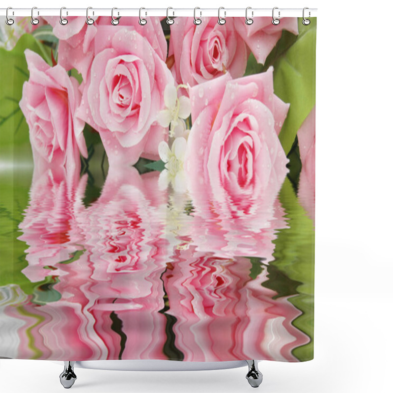 Personality  Roses And Their Reflection In The Water Shower Curtains