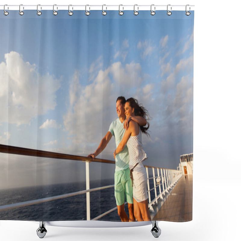 Personality  Couple Standing On Cruise Deck Shower Curtains