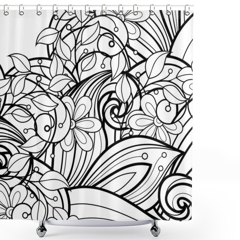 Personality  Monochrome Floral Background Shower Curtains