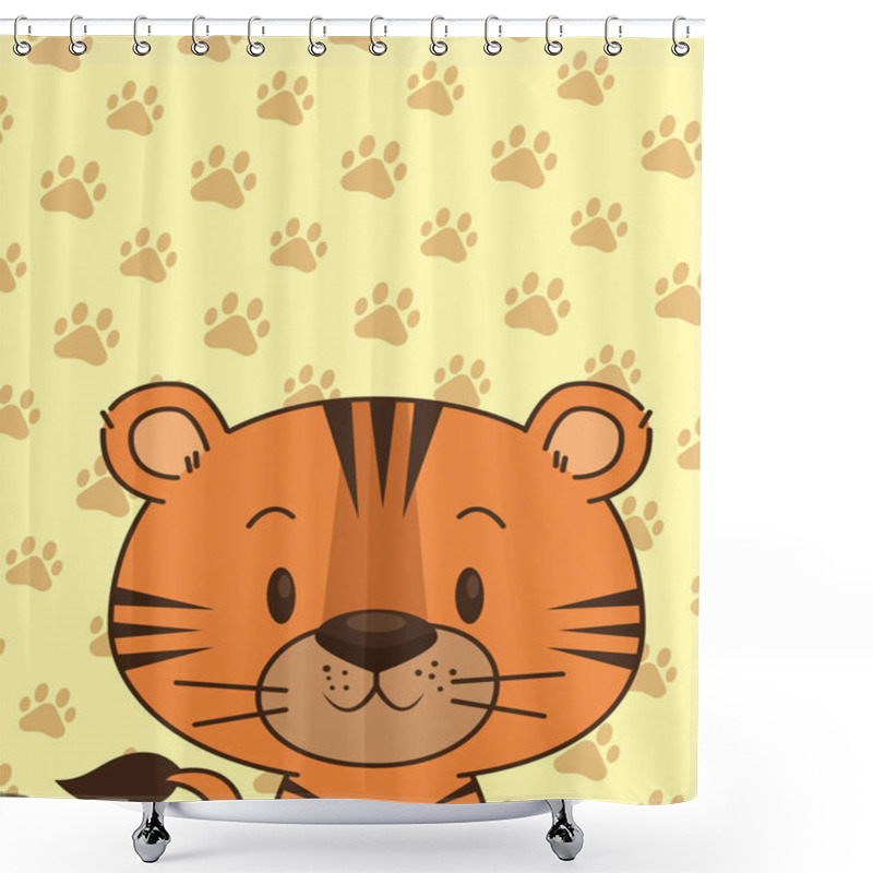 Personality  Cute Little Tiger Character Shower Curtains