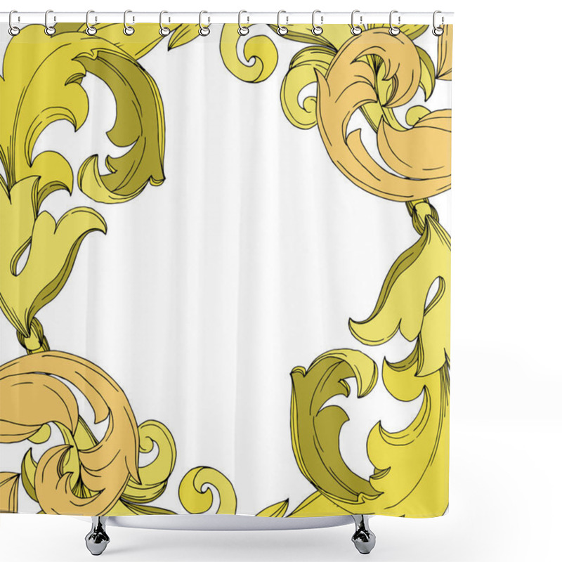 Personality  Vector Golden Monogram Floral Ornament. Black And White Engraved Ink Art. Frame Border Ornament Squar. Shower Curtains