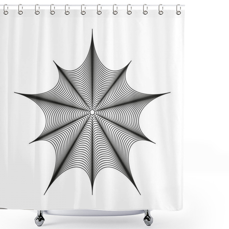 Personality  Geometric Star Shape. Abstract Radial Lines. Black Optical Pattern. Vector Illustration. EPS 10. Shower Curtains