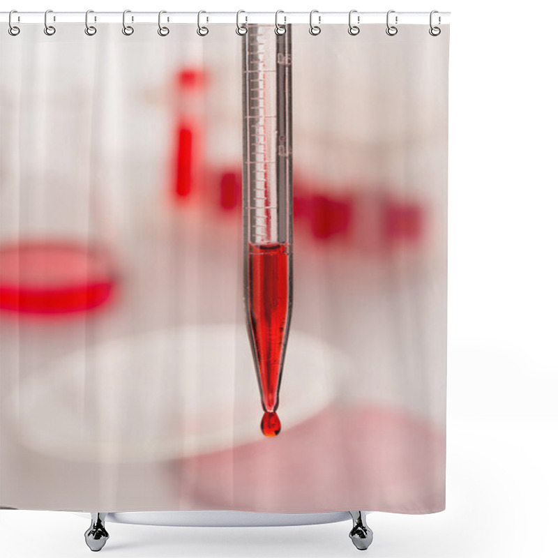 Personality  Pipette With Drop Of Blood Shower Curtains