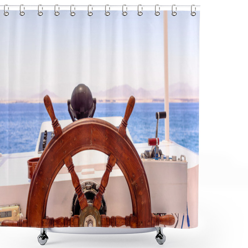 Personality  Ships Wheel And Navigation Console Shower Curtains