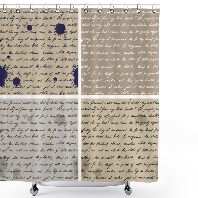 Personality  Old Paper With Hand-written Text Seamless Background Shower Curtains