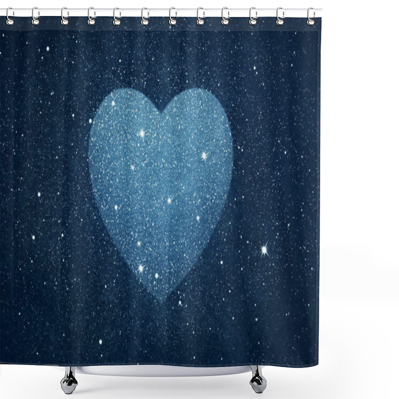 Personality  Stars In Heart Shape Over Blue Night Sky Background Shower Curtains