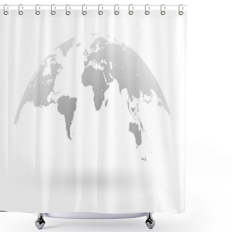 Personality  Grey World Map Globe Isolated On White Background Shower Curtains