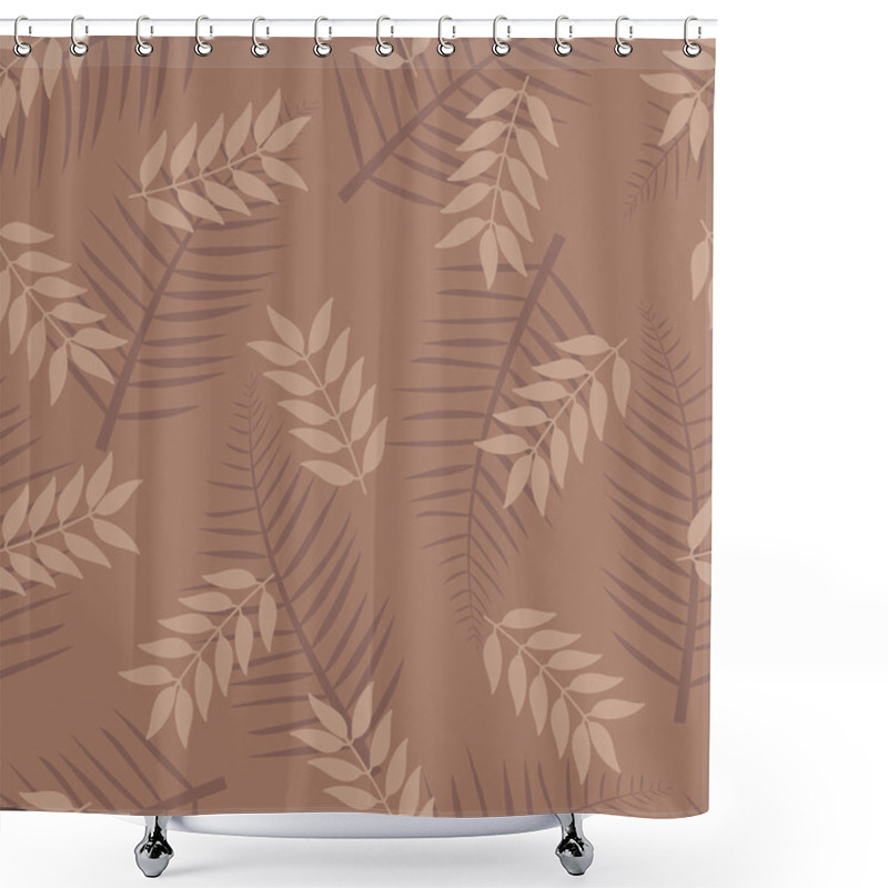 Personality  Floral Seamless Pattern. Allover Tropical Foliage Surface Design Of Monochromatic Areca Palm Leaves Shower Curtains