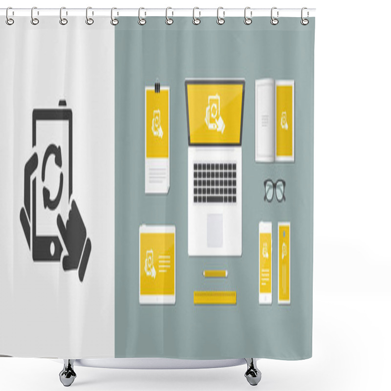 Personality  Tablet Simple Icon Shower Curtains