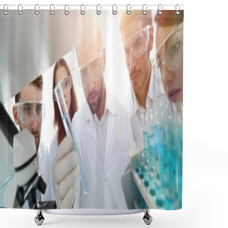 Personality  Group Of Pharmacists Working In The Laboratory. Shower Curtains