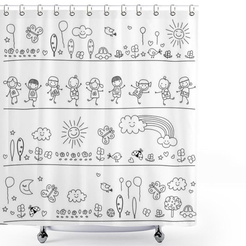 Personality  Black And White Pattern For Children Shower Curtains