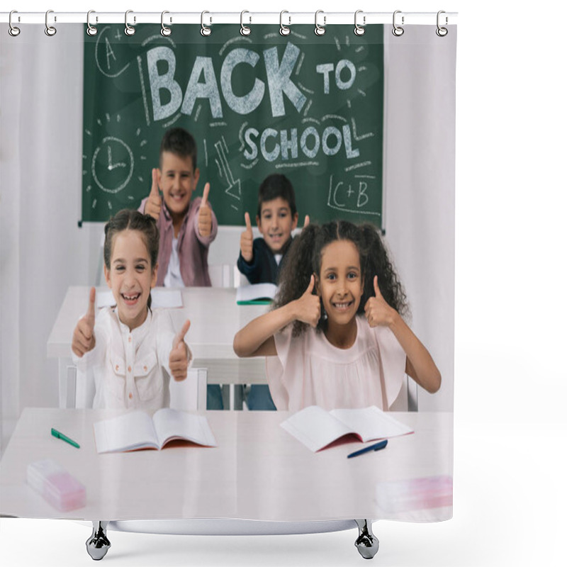 Personality  Multiethnic Schoolkids With Thumbs Up Shower Curtains