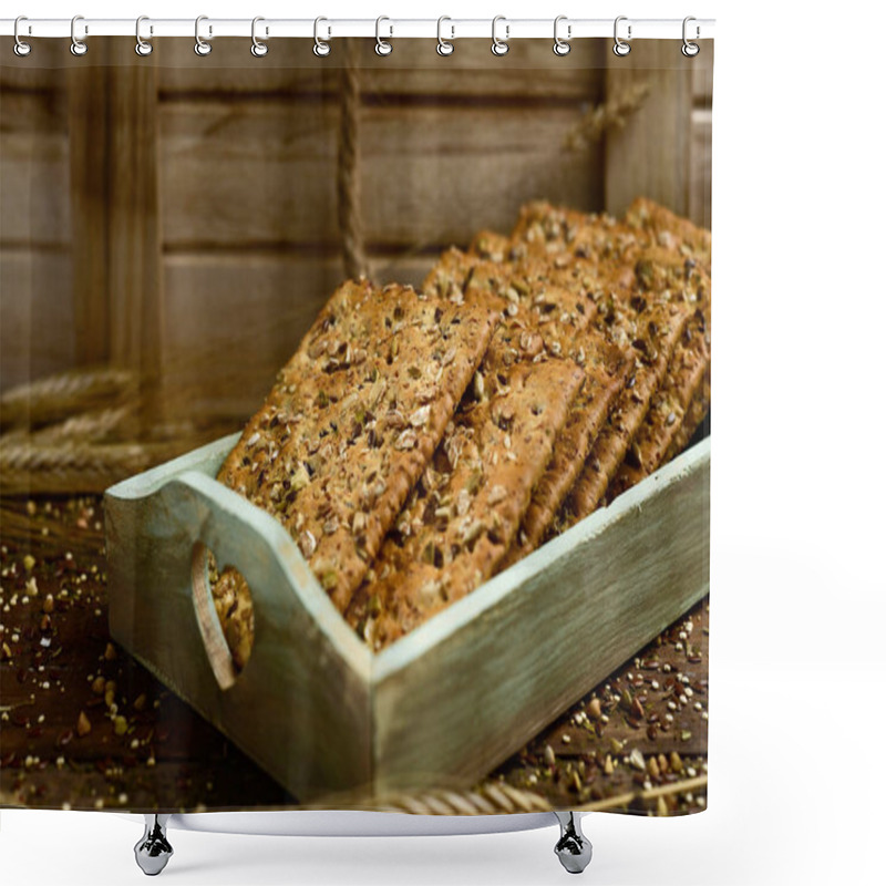 Personality  Brown Crackers Topped With Seeds Shower Curtains