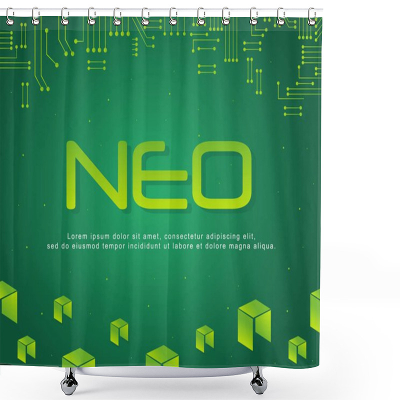 Personality  NEO Bitcoin On Green Background Shower Curtains